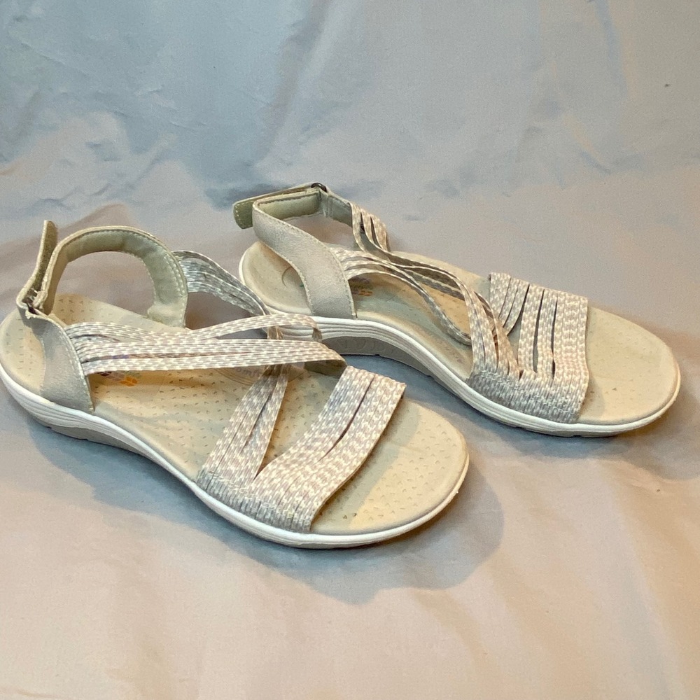 Skechers Women's Beige Strappy Comfort Sandals Size 6